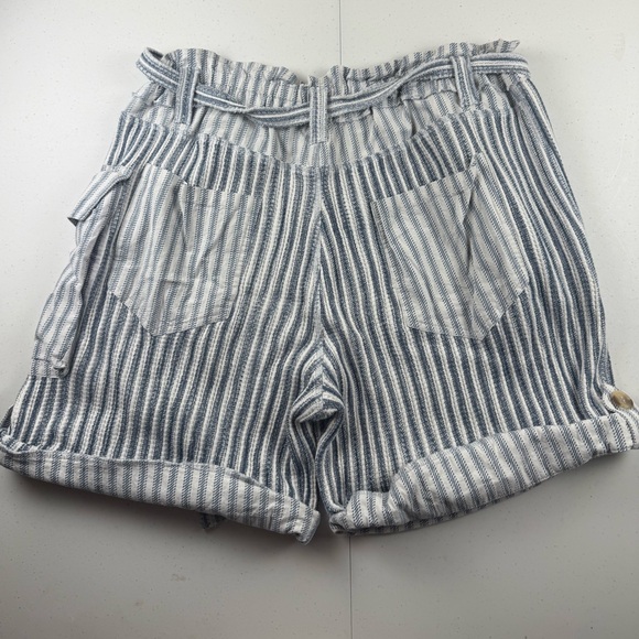 Women's Striped Paperbag Cargo Shorts - Blue/White - Picture 3 of 4